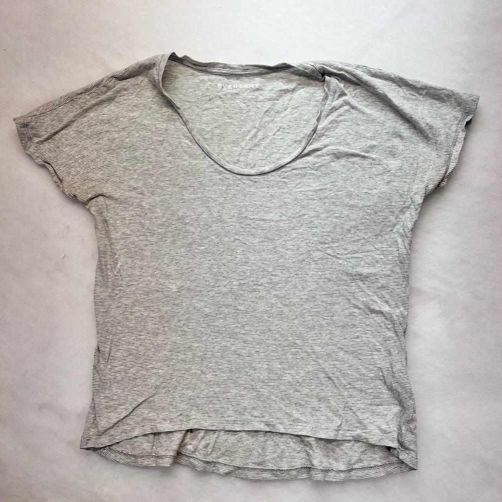 Everlane t shirt size‎ xs gray and white striped Pima cotton scoop neck basic